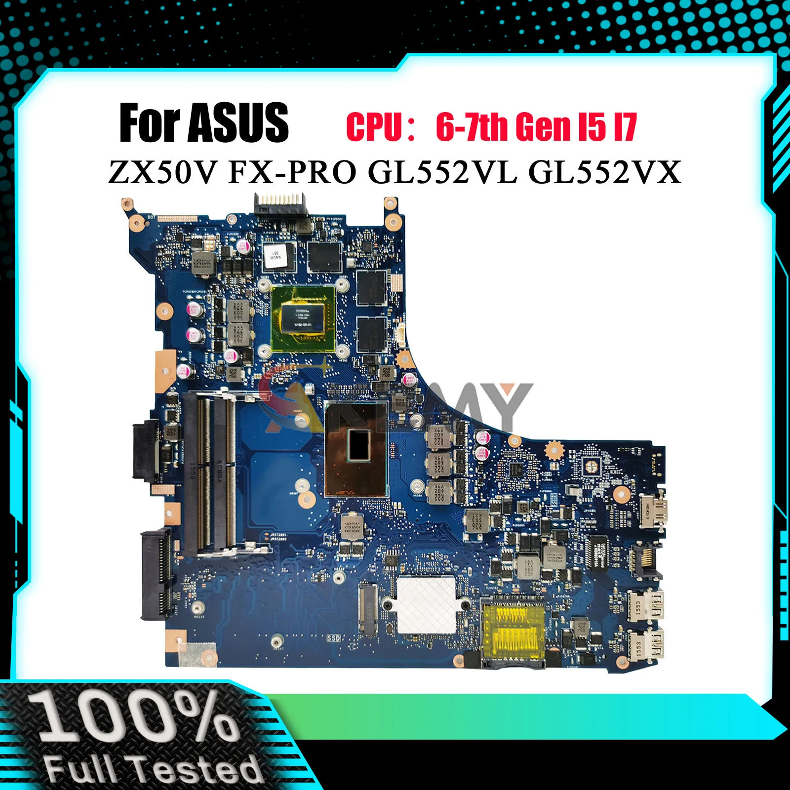 GL552VL Laptop Motherboard For ASUS ROG FX-PRO GL552VX GL552V GL552VXK ZX50V Notebook Mainboard With I5 I7 CPU 100% tests OK stk