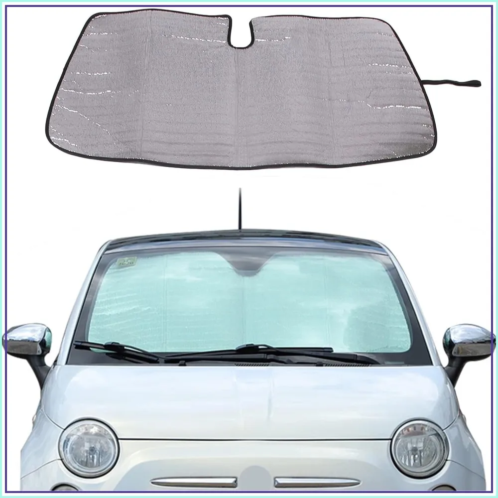 Car Windshield Sunshade UV Ray Reflector for Fiat 500 2010-2025 Abarth 595 2014-2025 Front Window Sun Shade Shield Cover Foldable Reflective Sun Visor