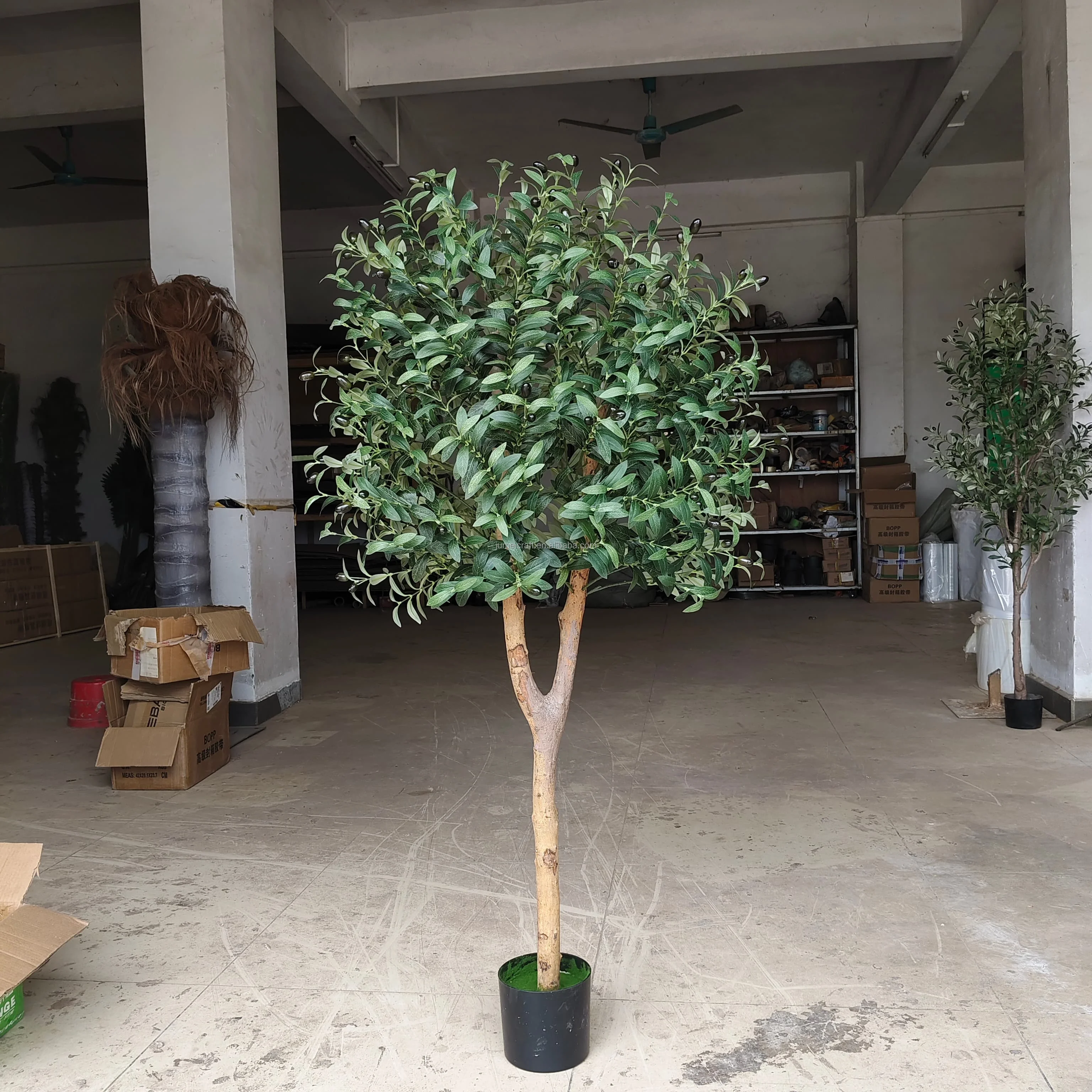 #￥Wholesale 2.5 Meters Plastic Stem Artificial Olive Tree 1.3m Wide Custom Size High Simulation Home Landscape Decoration