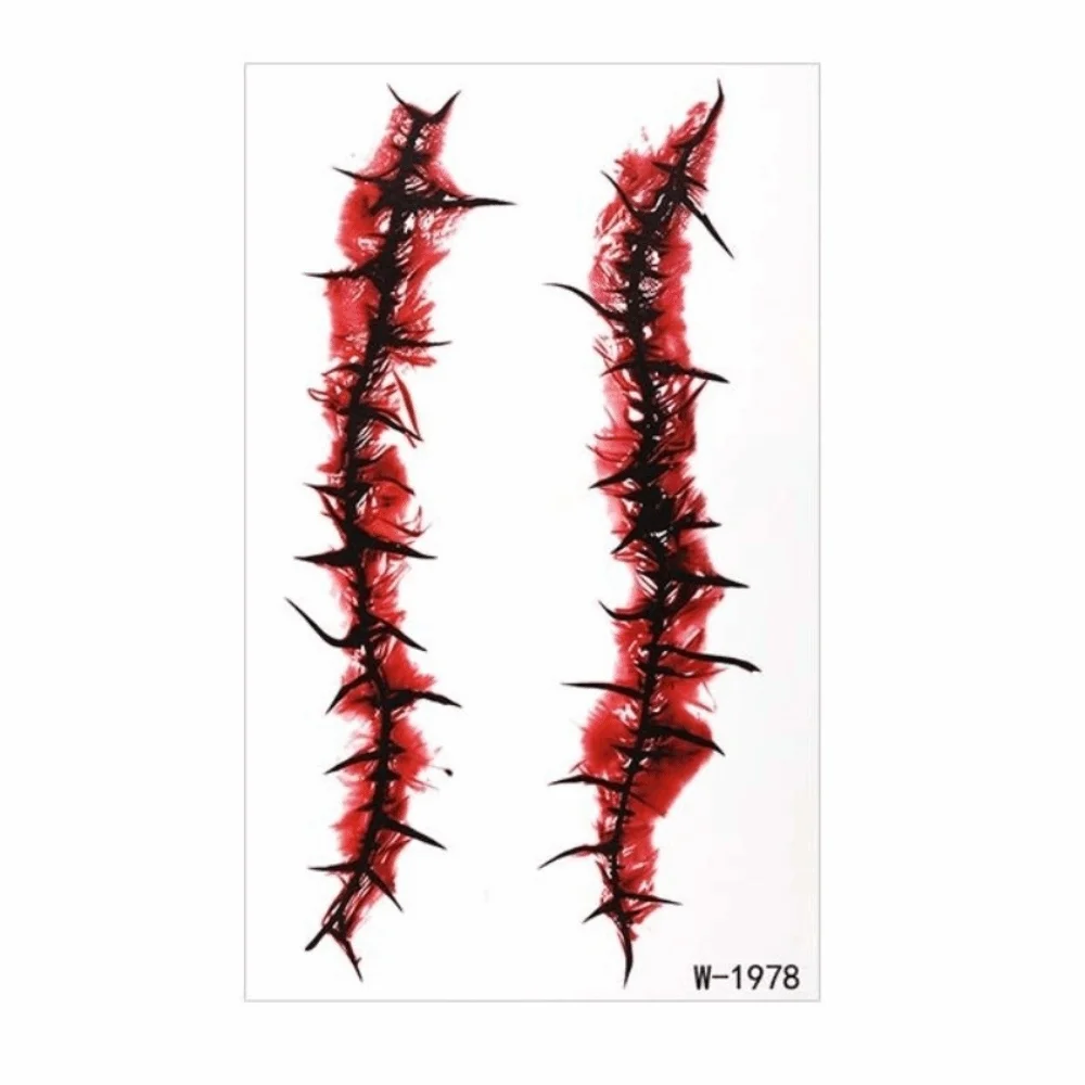 Simulated Scar Halloween Temporary Tattoo Sticker Waterproof Realistic Halloween Face Tattoo Blood Vessels Tattoo Stripe