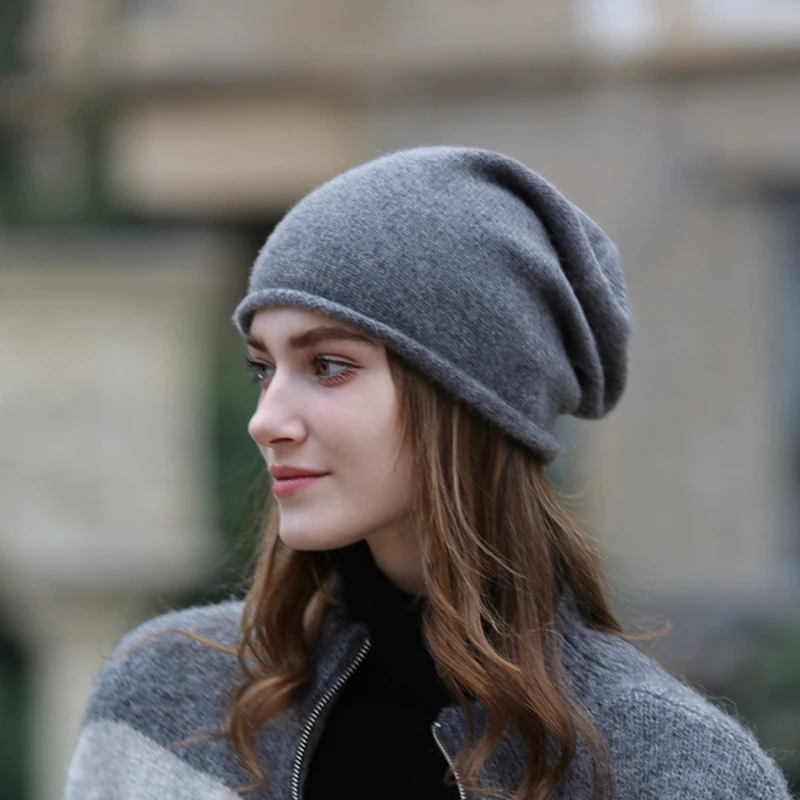 

ZOCEPT зимние женские шапки из 100% мериносовой шерсти, уличные повседневные теплые однотонные шерстяные вязаные шапки, осенние модные женские закатанные шапки, шапки