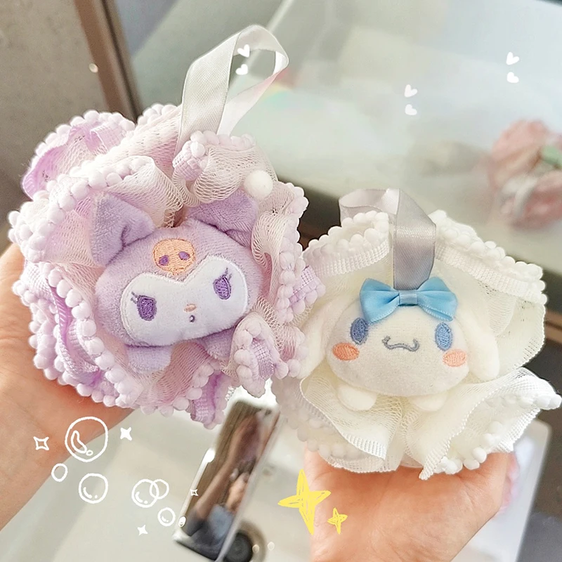 Sanrio Anime Bath Ball Bath Flower Soft Shower Mesh Foaming Sponge Bath Bubble Net Skin Clean Tool