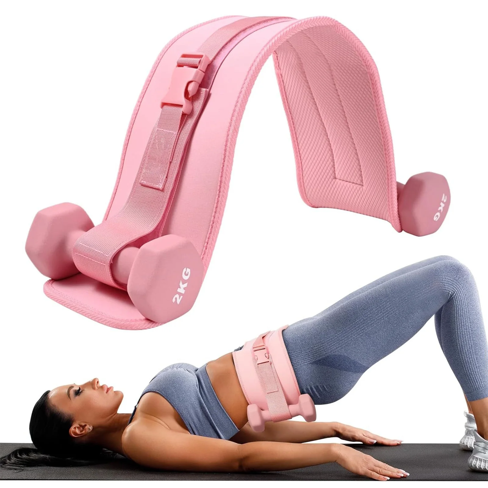 Exercise Hip Thrust Belt - Dumbbell Hip Thrust Belt, Thicken & Widen, Comfortable for Dumbbells, Kettlebells or Plates