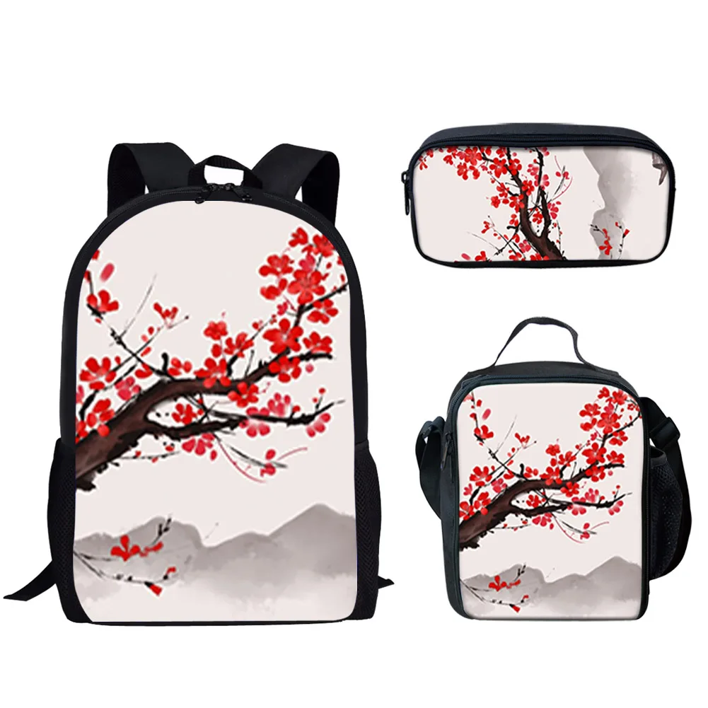 

Casual School Bag Cherry Blossom Print Lightweight Backpack for Teen Boys Girls Travel Large Capacity Backpack Back to School Y