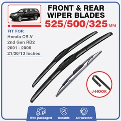 Wiper Blades For Honda CR-V CR V CRV 2nd Gen RD2 Silicone 2001 - 2006 Front Rear Windshield Windscreen Window Accessories Refill