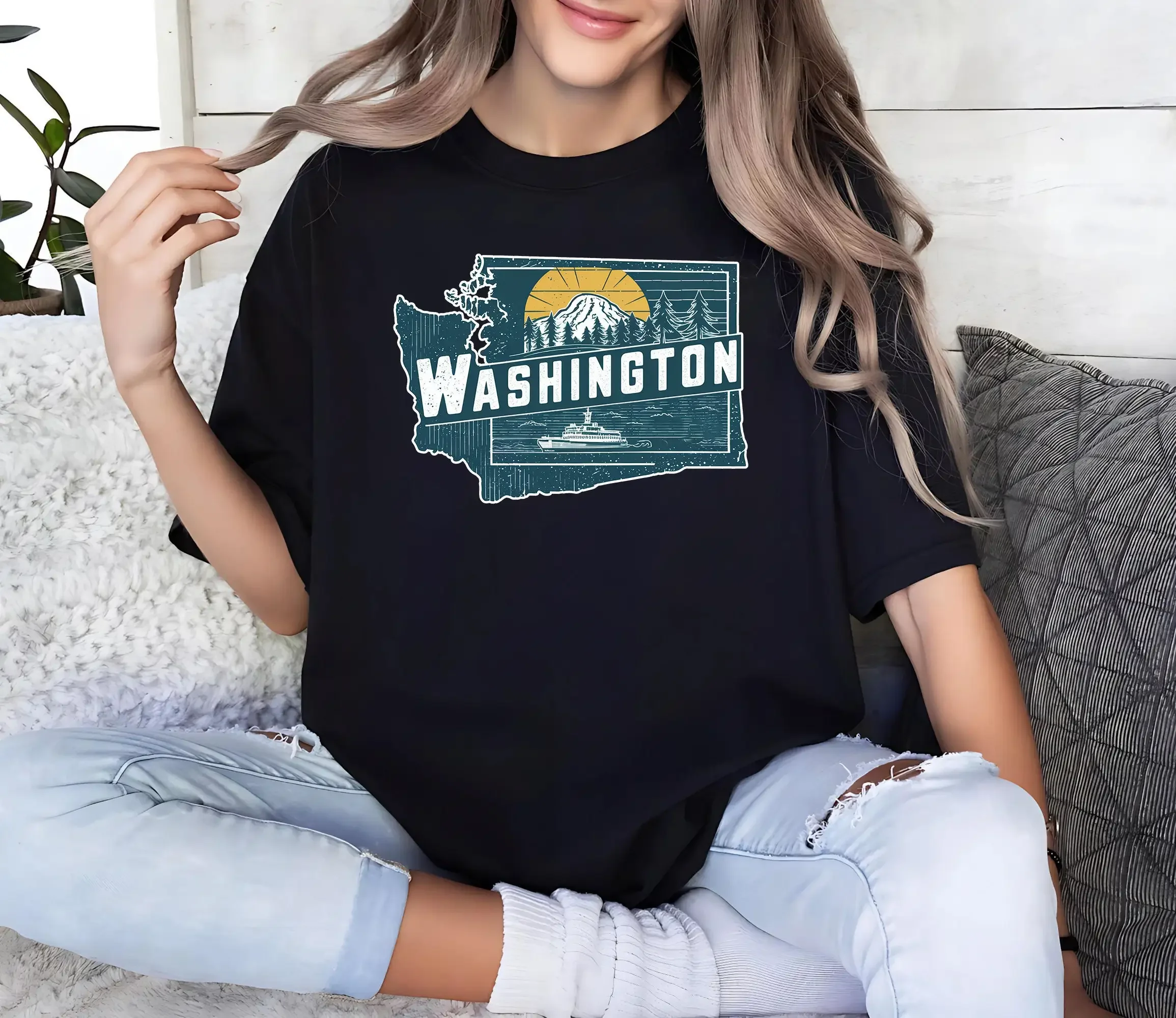 Retro State Of Washington T Shirt Lover Family Trip Travel