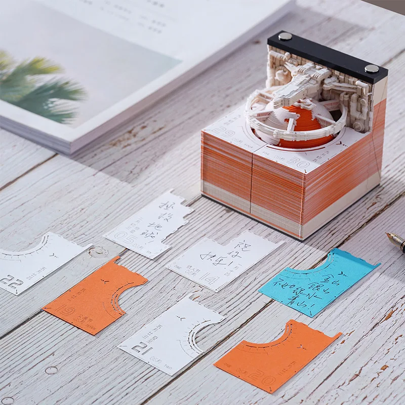 3D Memo Pad Time Piece Calendar Desk Calendar DIY Notes Notepad Paper Carving Art Earth DIY Creative Gift for Desk Decorations