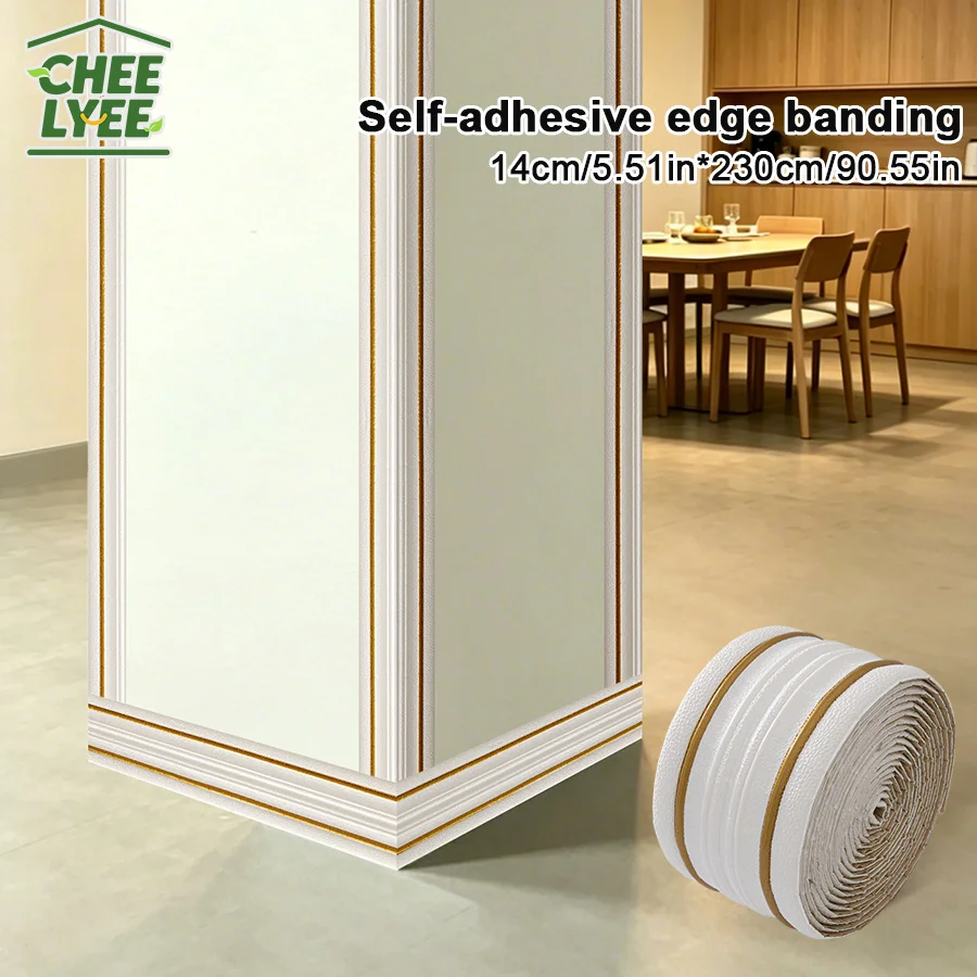 3 Rolls European 3D Self-Adhesive Skirting Wall Stickers, peel-and-stick foam trim, waterproof, moistureproof, oil-proof and wear-resistant, suitable for bedroom, bathroom, kitchen and TV background walls.