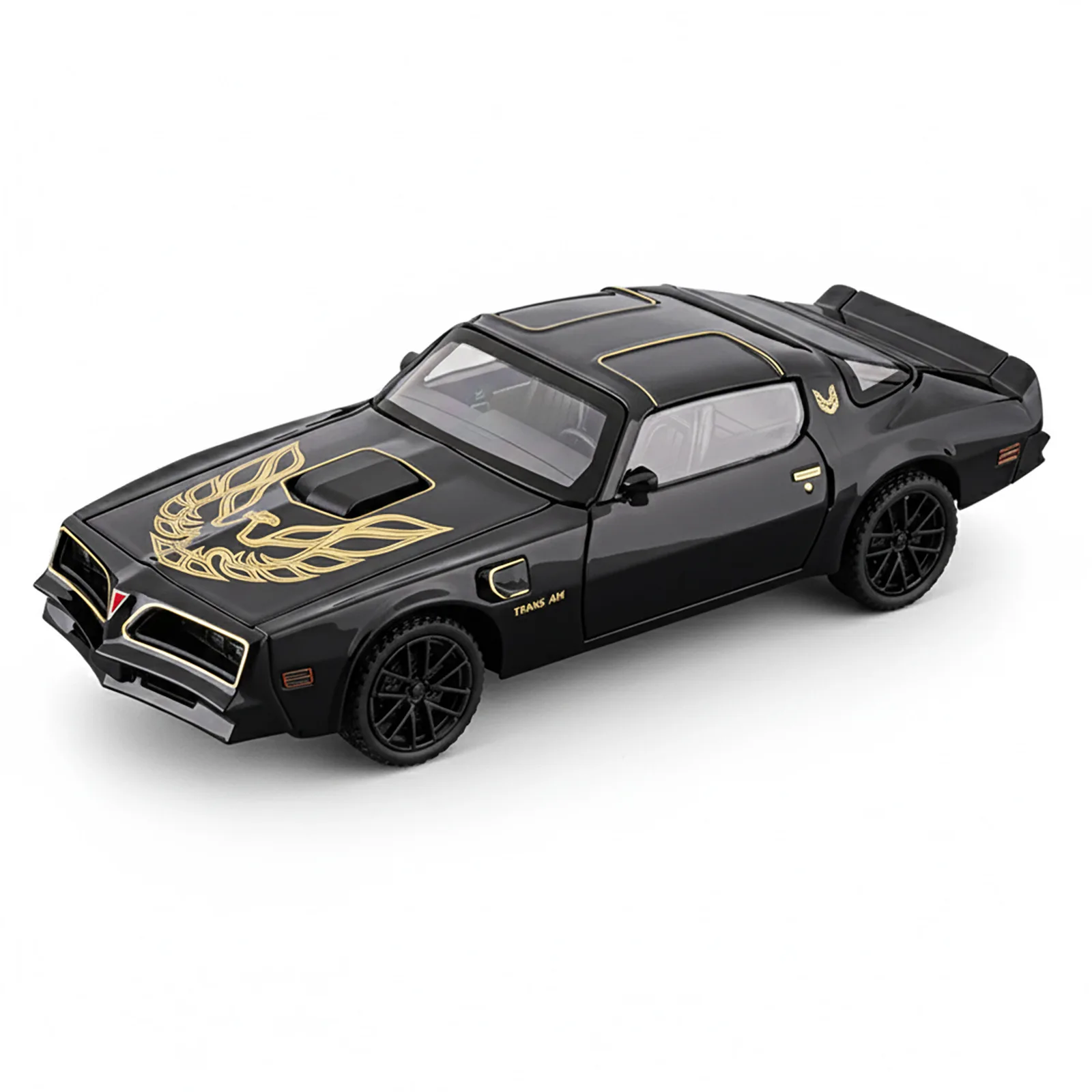 

1:32 Firebird Car Model Toy Sound Light Pull Back Vehicle Doors Opened Alloy Diecast Models Kids Collectible Ornaments