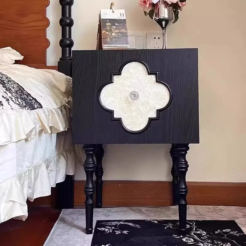 DSA medieval style solid wood shell bedside table bedroom household small apartment storage cabinet home household