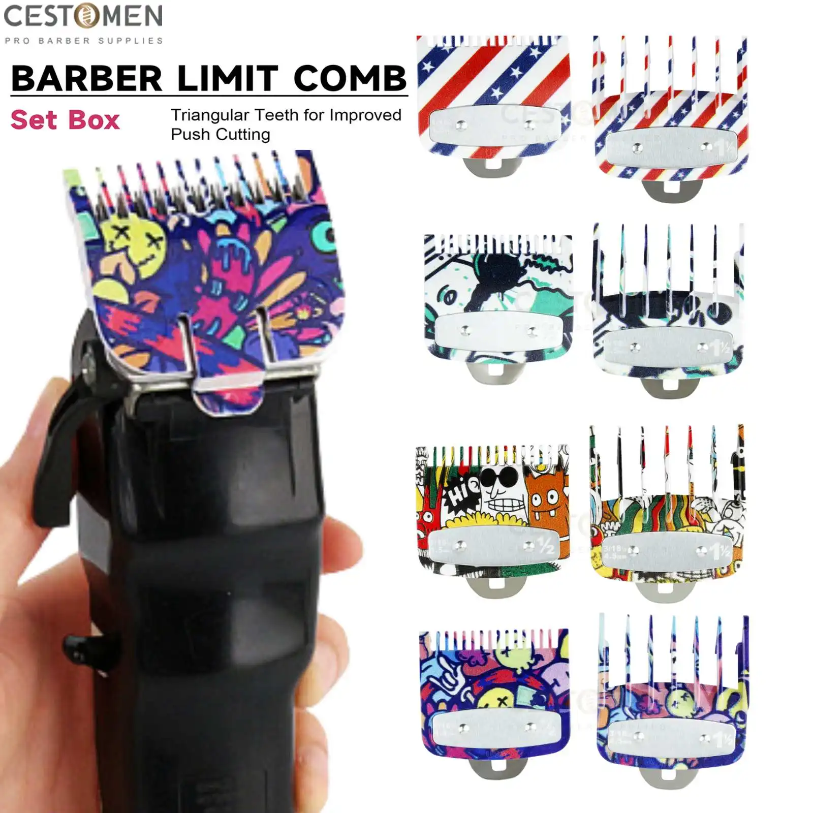 

NEW Professional 1.5/4.5mm Color Limit Combs Barber Cutting Guide Comb Plastic Hair Clipper Guards Attachment for Universal