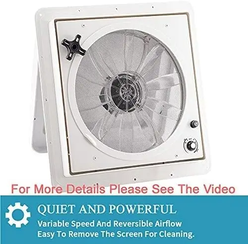 

12 В вентилятор на крыше для автофургона, 14 дюймов, 10-скоростной реверсивный ручной подъемный прицеп, крышка фургона для кемпера (белый)