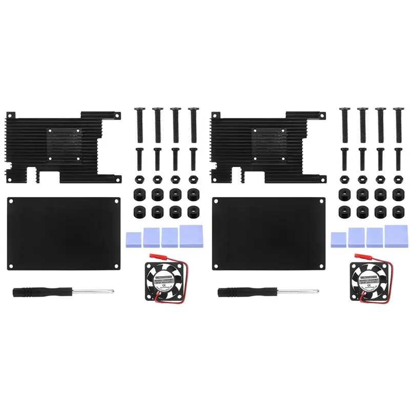 QWE-2X For Orange Pi 5 / 5B Aluminum Alloy Case Active & Passive Metal Cooling Enclouse With Fan Heat Sinks Protection