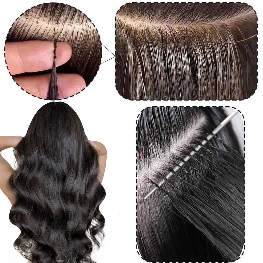 100% شعر بشري طبيعي بدون عقد مفصول مسبقًا حزم شعر ريشة ملحقات خيط صنارة الصيد ملحقات الثلج 18 "20" 100 فروع #4