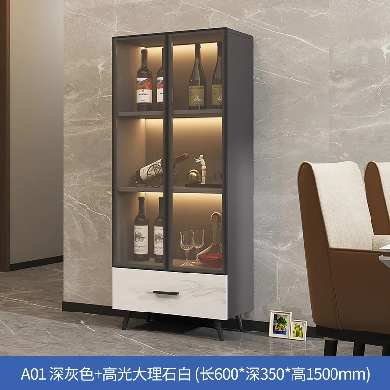 Glass Wine Cabinet Dining Side Luxury Living Room Modern Simple High Bar Cabinet Display Kitchen Meuble Vin Bar Furniture