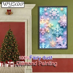 WYZDP 100% ab Diamond Painting Kit Snowflake Square Mosaic Embroidery Gem Cross Stitch Crystal Diamond Art Full Fairy Dust Decor