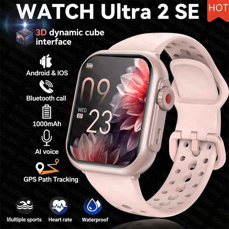 

Часы Ultra K62 для мужчин и женщин, 1000 мАч AMOLED 100 + спортивные часы с пульсометром HD, Bluetooth, GPS-треком, водонепроницаемые умные часы для iOS Android