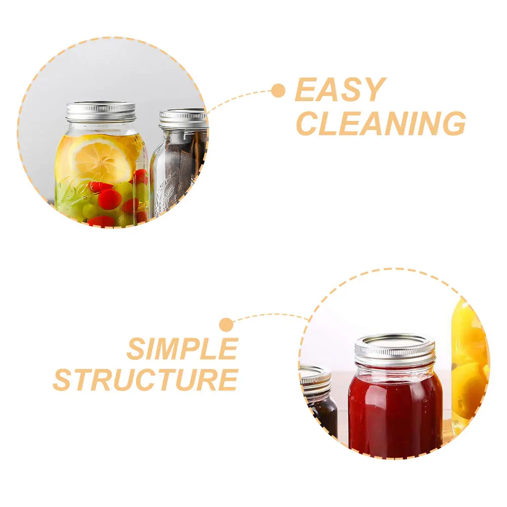 

6 set Mason Jar Lids Wide Mouth Canning Tinplate Metal Leak proof Sealed Covers Food Freshness Tight Sealing Versatile Kitchen