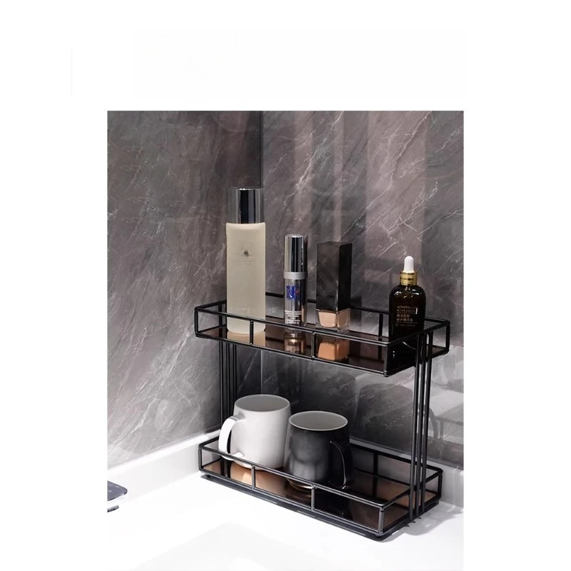 

Полка для ванной комнаты, настольная подставка для хранения косметики, органайзер для туалетных принадлежностей, стеллаж для умывальника