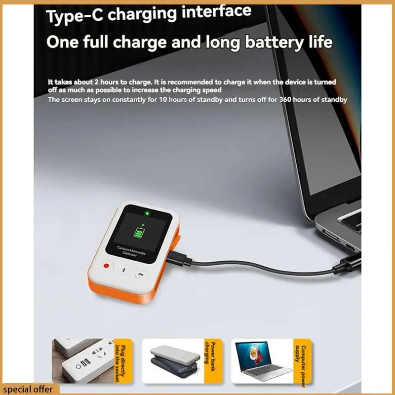 A68Z Portable CO Concentration Detector Carbon Monoxide Alarm, Carbon Dioxide Detection Included