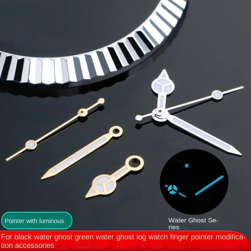 Modified Watch Hands Green Luminous Logbook Needle Silver Gold Rose parts for Rolex Water Ghost Datejust NH35/NH36 Movement