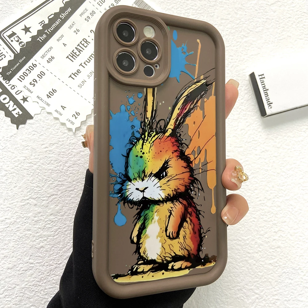 Graffiti Rabbit Phone Case for Xiaomi Mi 14 12T 11 Lite Poco C61 X5 X4 X3 NFC GT M6 M3 F5 F4 Pro 4G 5G Soft Ladder Lens Cover