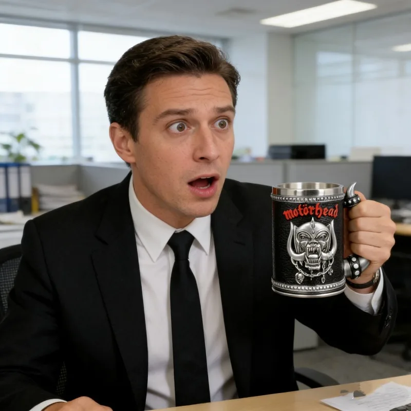 600 мл нержавеющая сталь, большая емкость, роговая пивная кружка, кофейная чашка с тиснением из смолы, внутренние рок-вентиляторы, праздничный орнамент, подарок