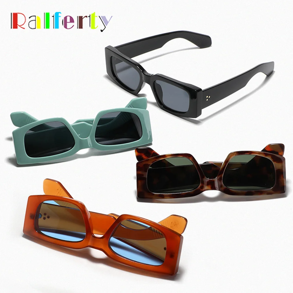 Ralferty Vintage y2k rectangular Sunglasses Women Designer 2025 UV Protection Sun Glasses For Women Men White Green Outdoor