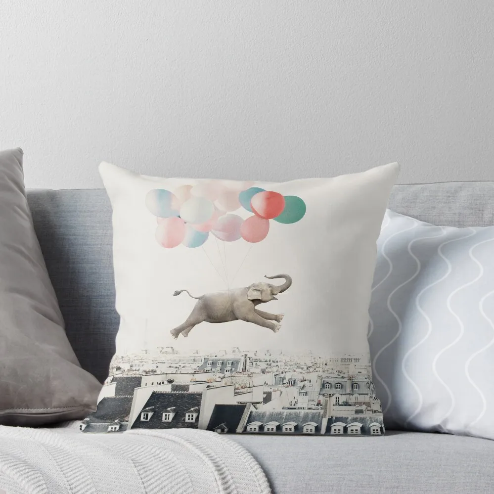 

Flying elephant in Paris with colorful balloons Throw Pillow Couch Pillows Pillow Decor Covers For Sofas pillow