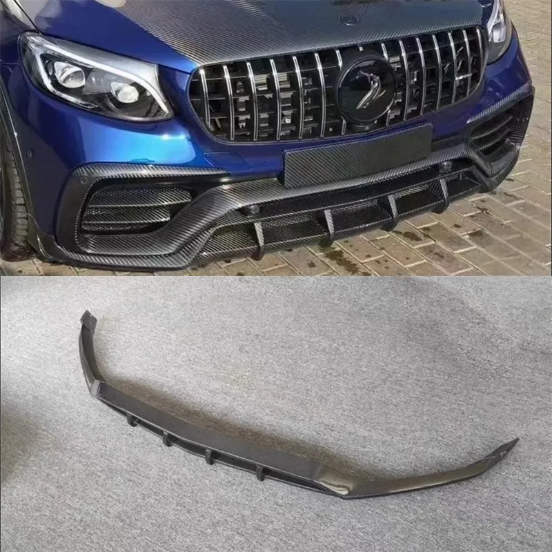 

For Mercedes Benz GLC260L GLC300 GLC63 2016 2017 2018 2019 2020 2021 2022 2023 ReaI Carbon Fiber Front Bumper Lip Spoiler Kit