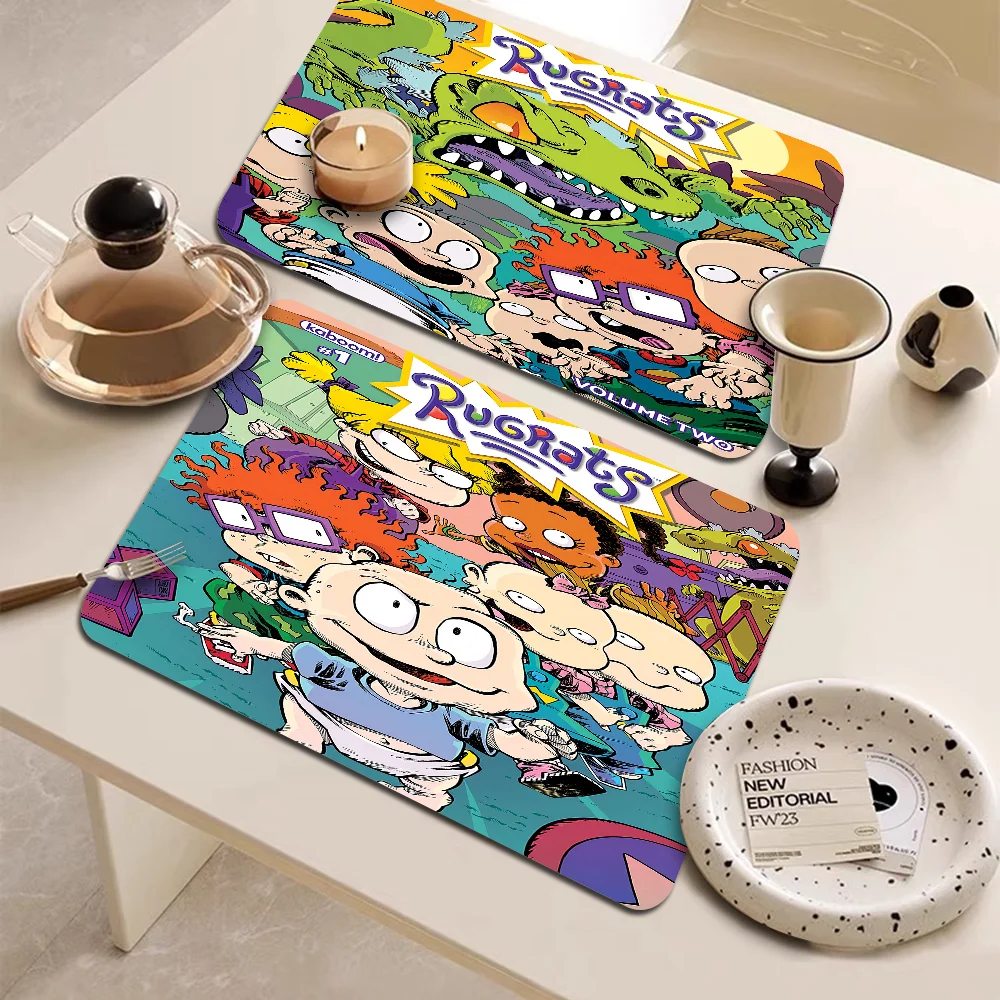 Cartoon Children-Rugratt Absorbent Drain Mat Countertop Dry Mats Printed Coffee Machine Draining Pad Kitchen Table Placemats