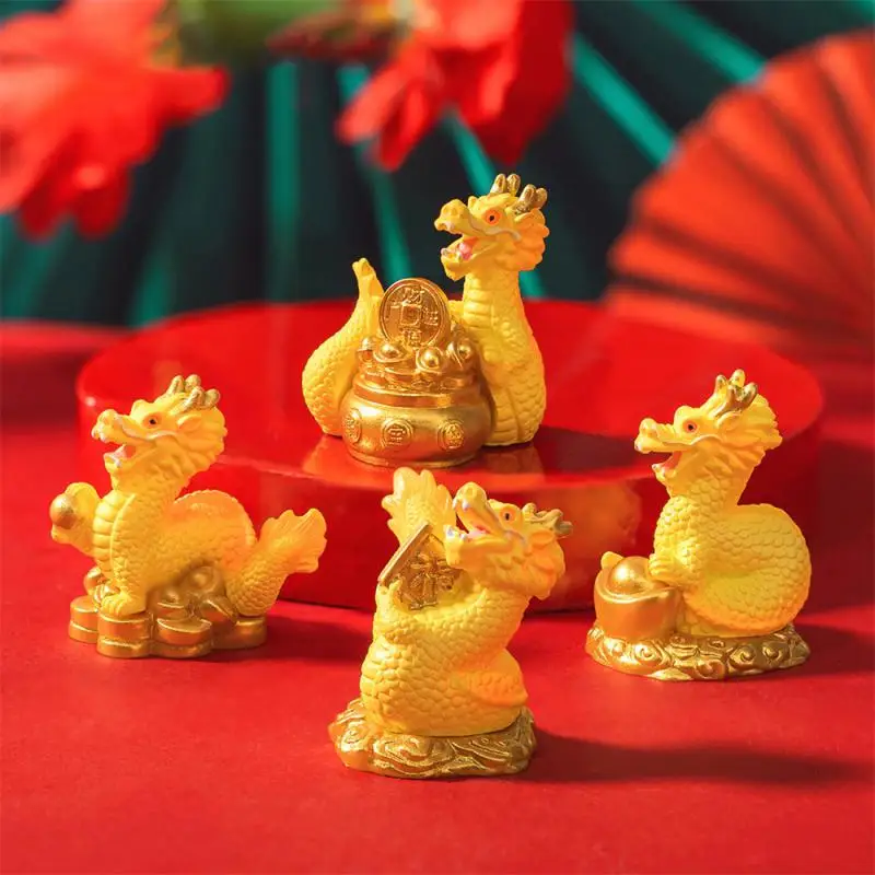 1pc 3D Chinese Dragon Figurines Resin Material Cute Mini Dragon Figurines For Home Luck In Making Money Decor Small Miniatures