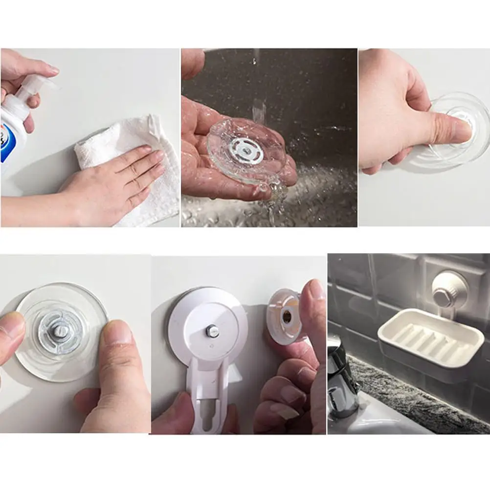 

Suction Cup Soap Dish Holder Wall Mounted Removable Heavy Duty Bathroom Kitchen Smooth Surface Tile Glass Travel Dispenser Bar