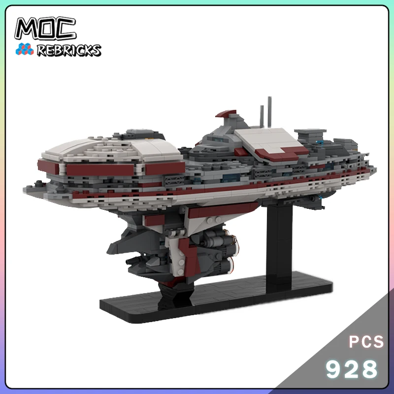 MOC-176229 Interstellar Valor Class Cruiser Building Blocks Space War Scene Rare Starship Model Bricks Toy Kid's Collection Gift