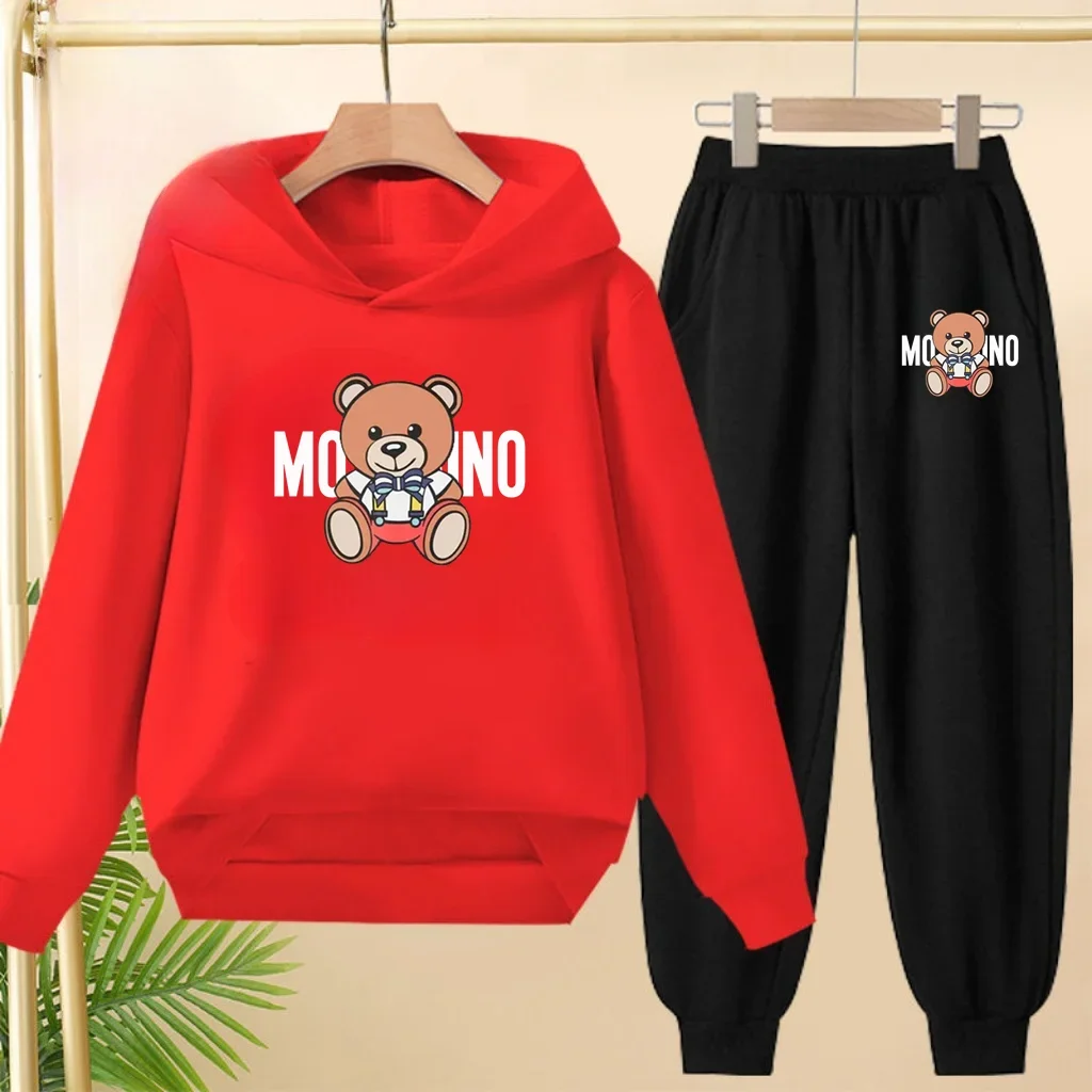 Sweat à capuche pour enfants garçons filles 3-12 ans, vêtements mignons, dessin animé ours, loisirs, sport, ensemble