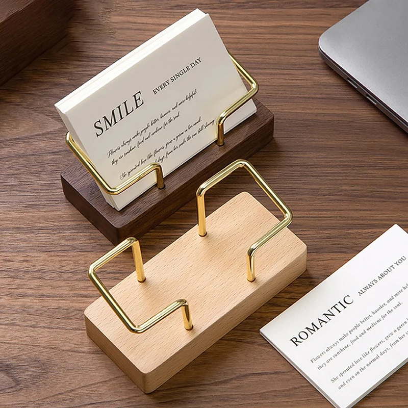 Wooden Business Card Holder Large Capacity Natural Bamboo Desk Stand for Office Desktop Business Men Holiday Gift