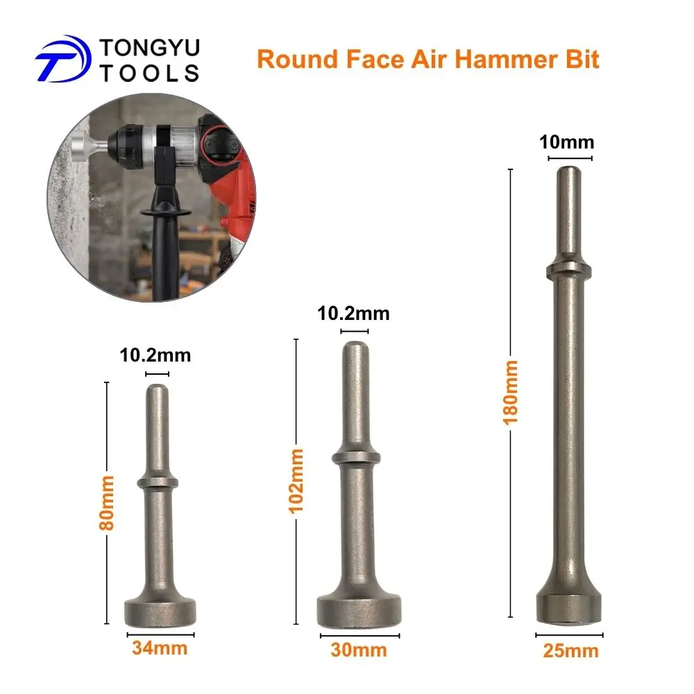 Embout de lissage pour marteau pneumatique, tige de 0,401 po, face ronde, outil pneumatique pour la réparation de carrosserie automobile et le façonnage de tôles
