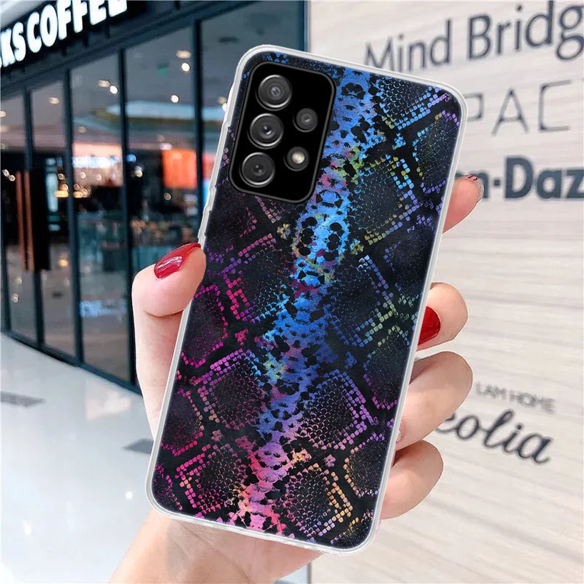 Pink Snake Skin Printing Drawing Soft Phone Case for Samsung Galaxy A51 A50S A41 A31 A21S A11 A71 A70 A40 A30S A20E A10 A6 A7 A8