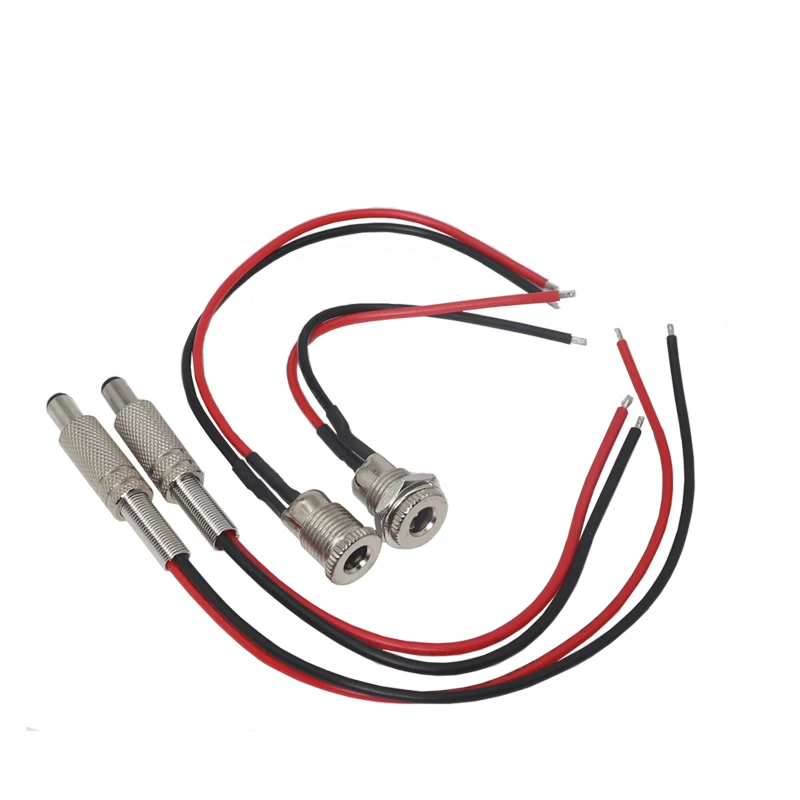DC099 5.5 x 2.1/5.5 x 2.5mm DC Power Socket Threaded Male Female Connector Adapter With 20CM Cable Wires DC-099