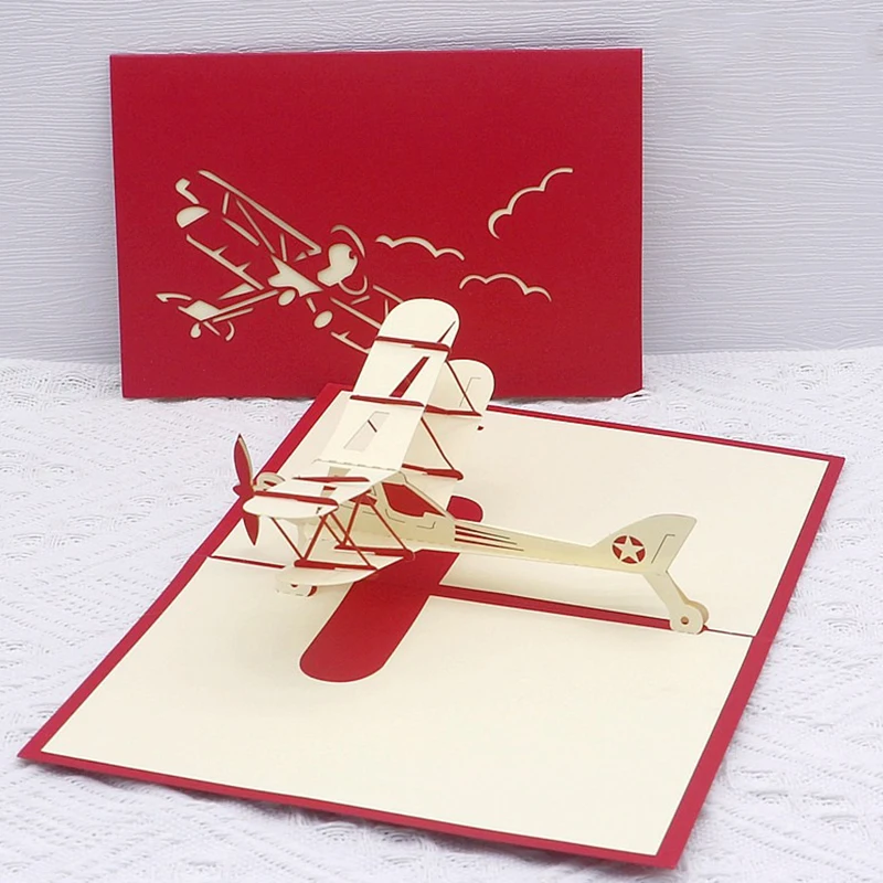 1 قطعة ثلاثية الأبعاد طوي طائرة بطاقات المعايدة ورقة نحت بطاقات نموذج زينة مهرجان جمع العرض هدية عيد ميلاد السياحية ZYF