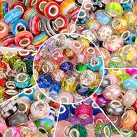 50/100pcs mixed European style big hole beads female DIY charm Pandora bracelet necklace earrings jewelry making accessories