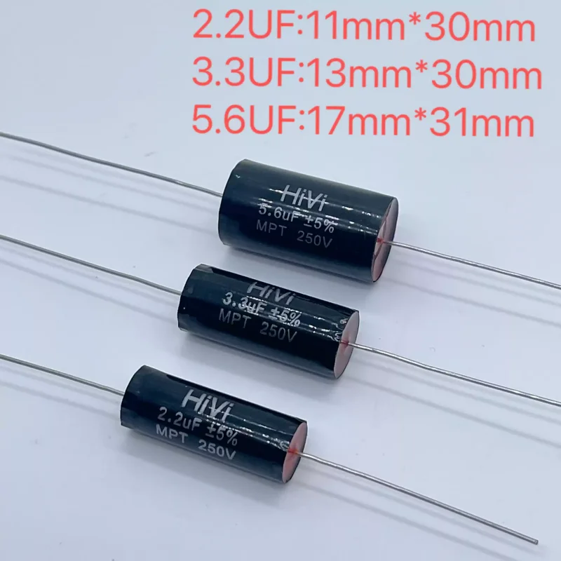10PCS New Huiwei HiVi MPT series 2.2UF 3.3UF 5.6UF 250V thick copper foot frequency divider film capacitor