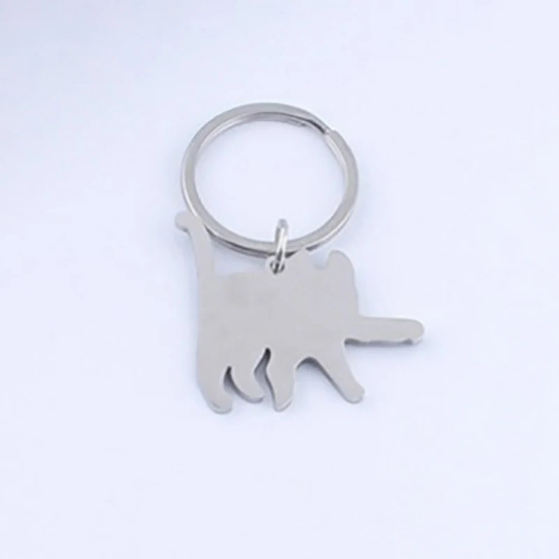 Cute Cartoon Knife Cat Keychain Stainless Steel Black Kitten Key Chains Keyring Bag Pendant Hanging Jewelry Gift