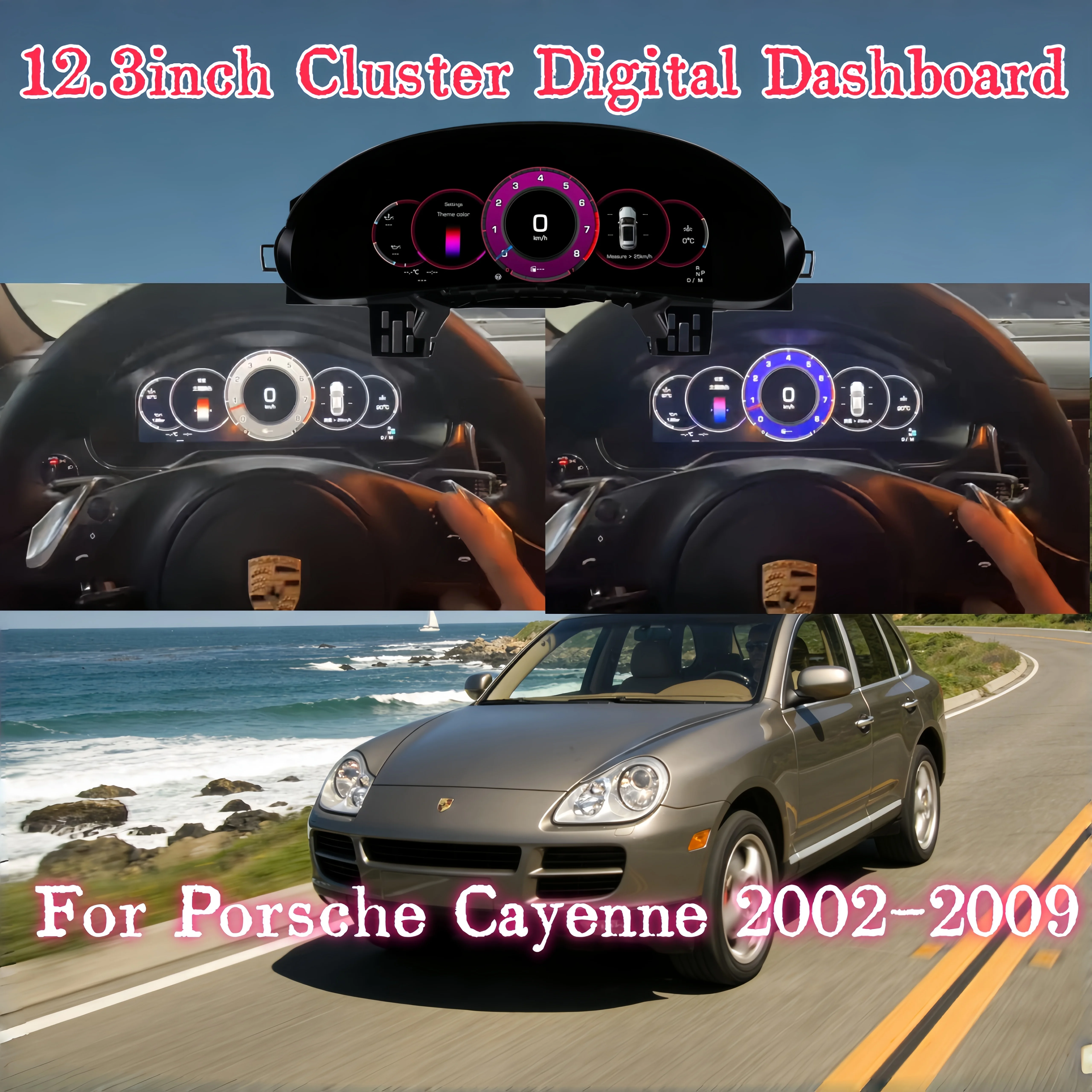 

Кластерная цифровая приборная панель для Porsche Cayenne 2002 2003 2004-2007 2008 2009, приборная панель с виртуальной кабиной, ЖК-дисплей, приборная панель, спидометр