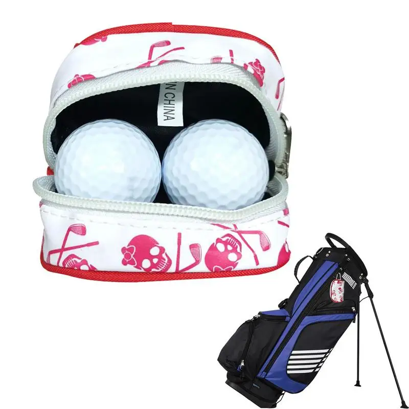 Golf Ball and Tee Bag Skull Pattern Golf Ball Carry Bag Sports Accessories Golf Accessory Holder for Men Storage Carry Pouch