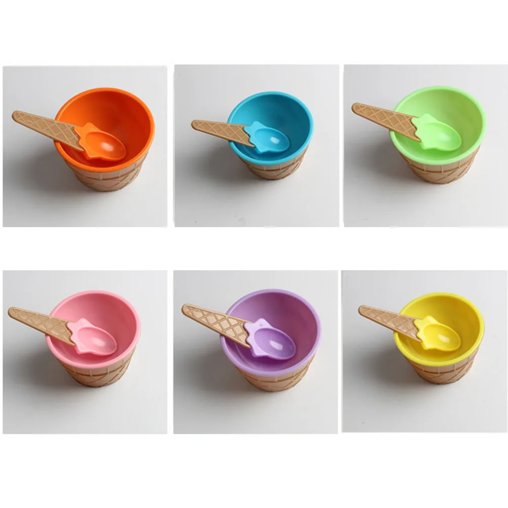 

1Pcs Plastic Purple Ice Cream Bowl Anti-Extrusion Dessert Cup Sundae Mixing Spoon for Parties Ice Cream Bowl