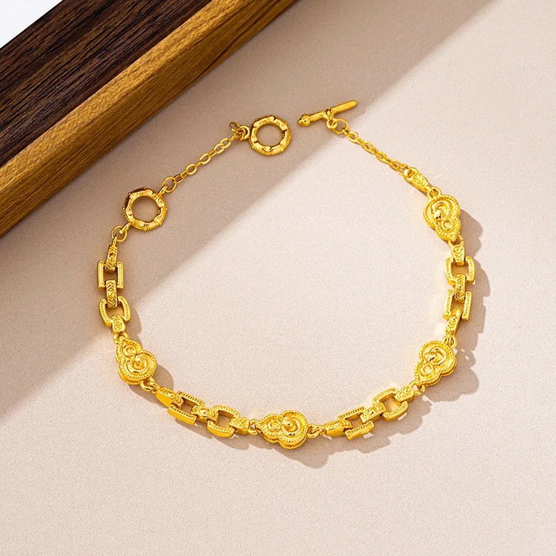 

Luxury 24K 9999 Pure Gold real gold Women's Chain Link Bracelet Hoist Bracelet