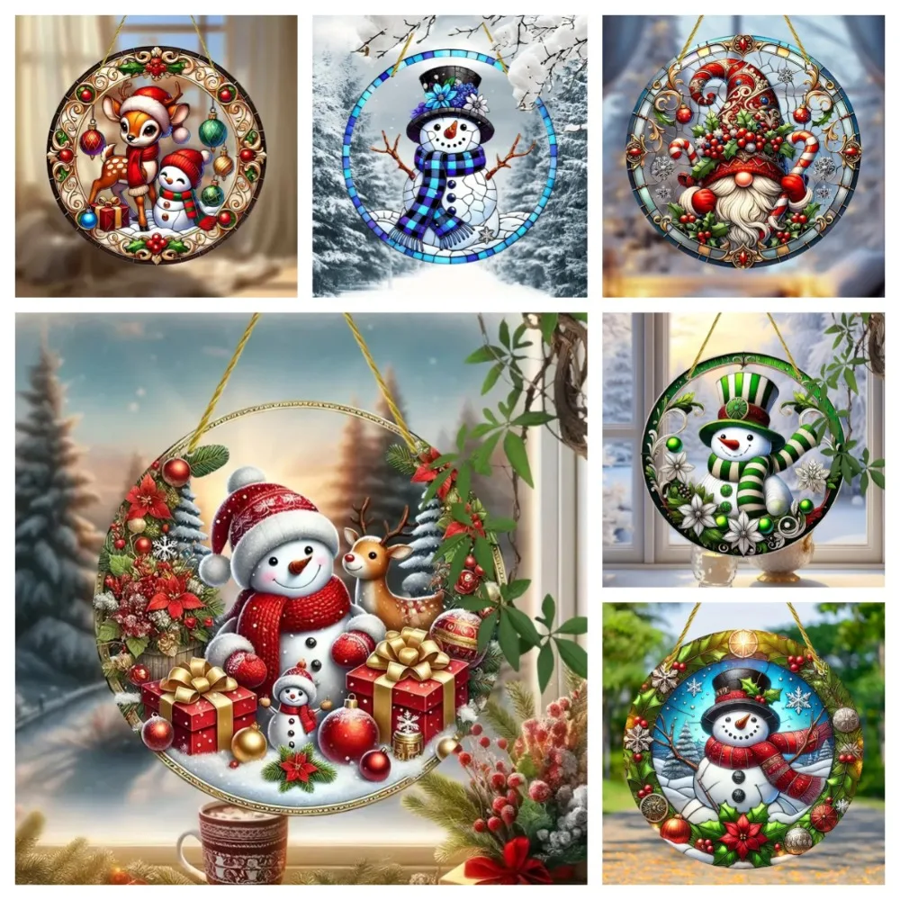 Cute Christmas Snowman - Acrylic Window Hanging, Suitable for Christmas and Winter Decoration, Family Porches and Gardens, Gifts