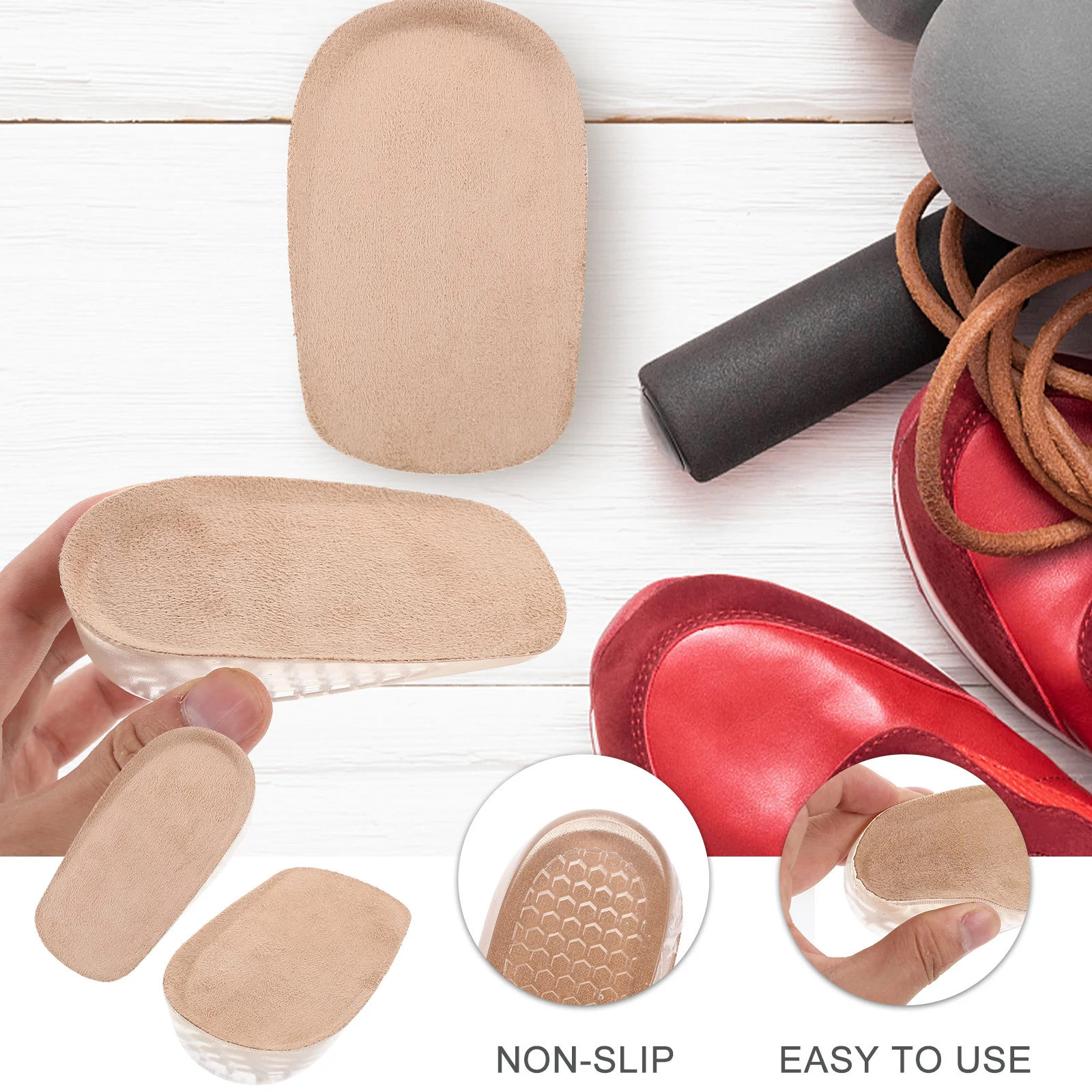 3cm 키높이 반깔창 앞발 쿠션 패드 보이지 않는 신발 깔창 미끄럼 방지 편안한 발 관리 도구