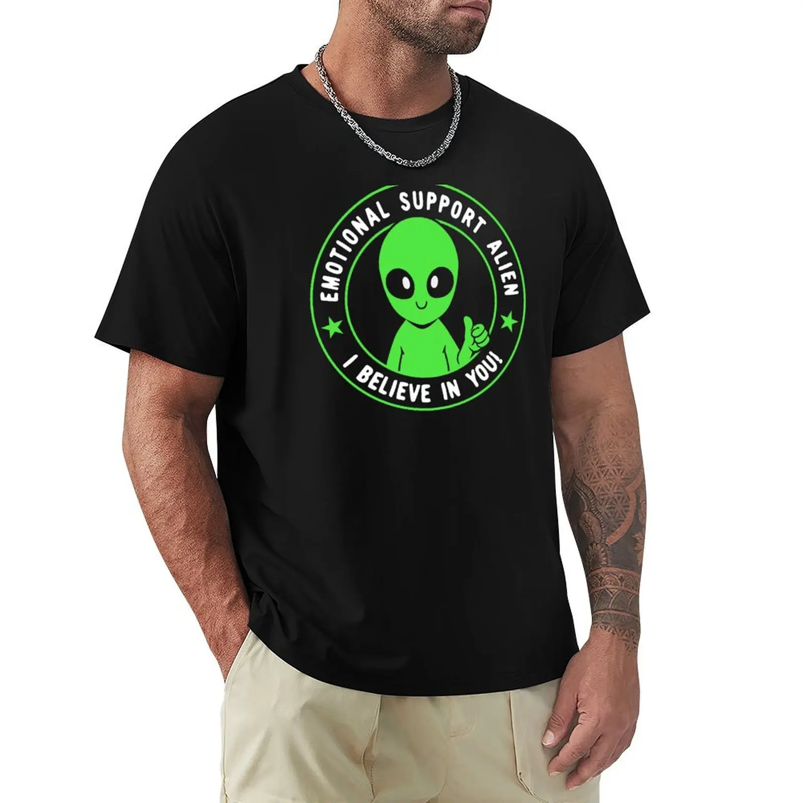 

Emotional Support Alien I BELIEVE IN YOU by Tobe Fonseca T-Shirt summer clothes man clothes mens t shirts